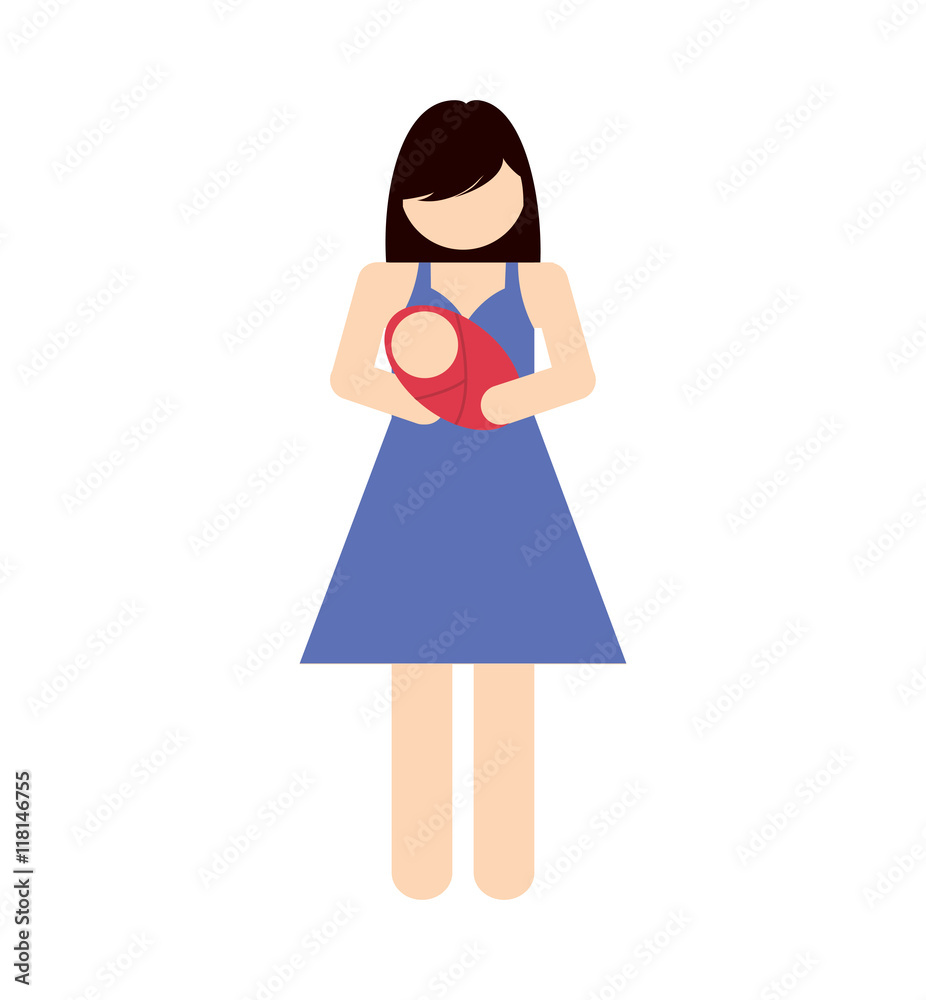 woman female baby mother avatar person people icon. Isolated and flat illustration