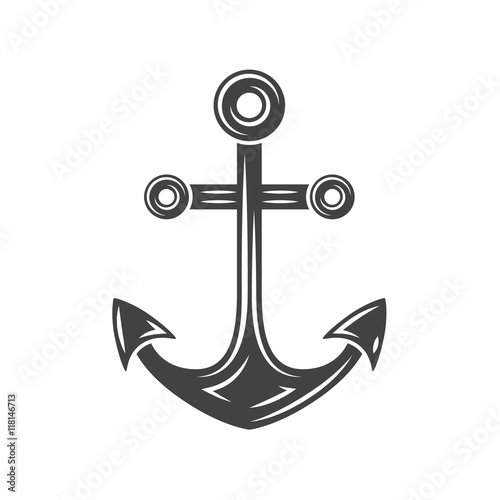 Anchor Black icon, logo element, flat vector illustration isolated on white background.