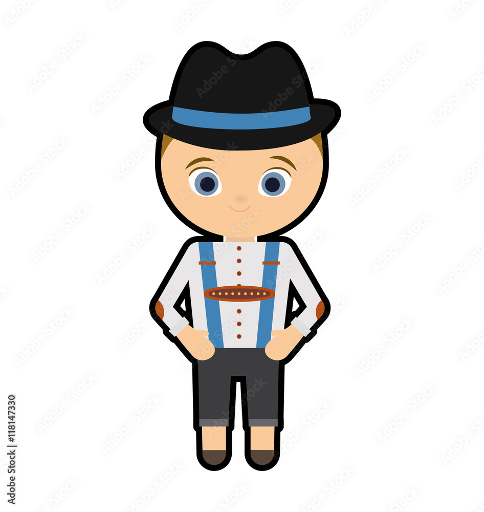 man male cartoon cloth hat traditional germany europe icon. Isolated and flat illustration man male cartoon cloth hat traditional germany europe icon. Isolated and flat illustration