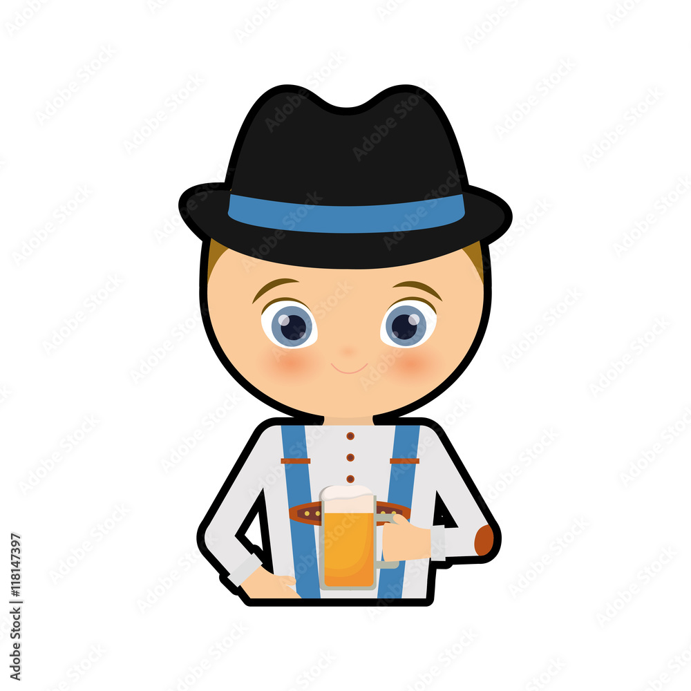 man male cartoon cloth traditional beer germany europe icon. Isolated and flat illustration