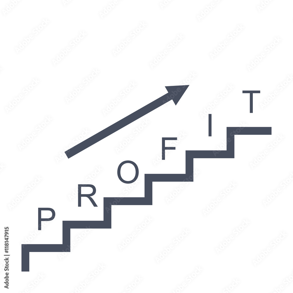 Profit concept with growth chart and arrow. Profit concept with growth chart and arrow.