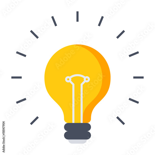 Innovative idea concept with light bulb in flat style.