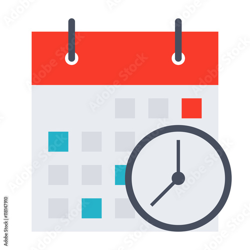 Meeting deadlines concept with calendar and clock.