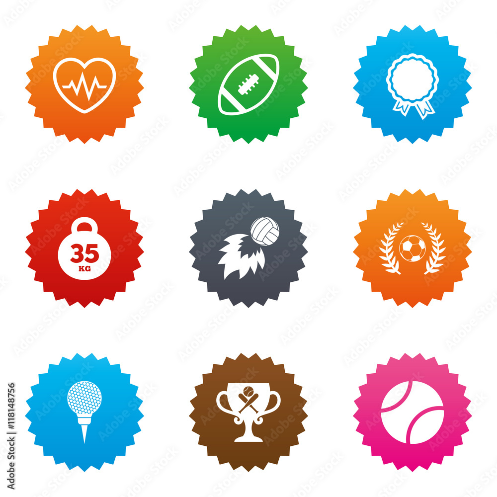 Sport games, fitness icon. Football, golf. Sport games, fitness icon. Football, golf.