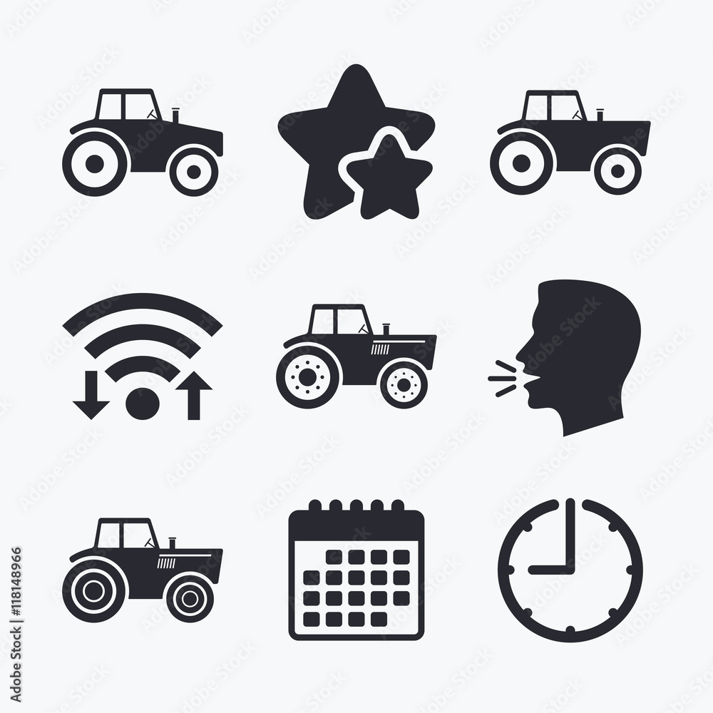 Obraz premium Tractor icons. Agricultural industry transport.