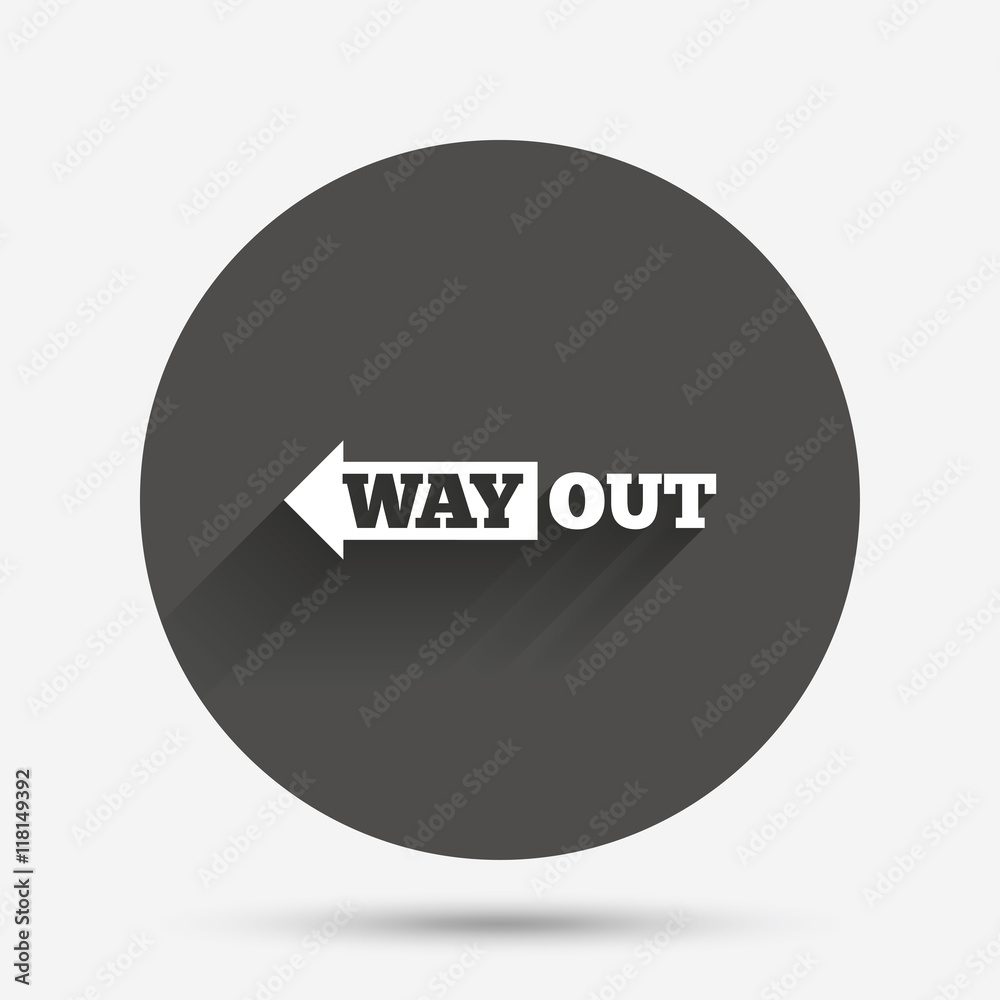Way out left sign icon. Arrow symbol. Way out left sign icon. Arrow symbol.