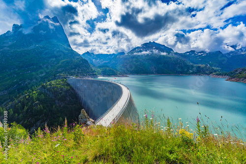 Panorama view of dam at Lake Emosson near Chamonix (France) and Finhaut (Switzerland) photo