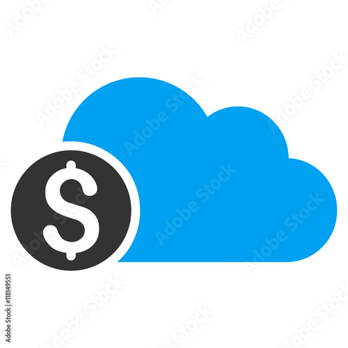 Banking Cloud icon. Vector style is bicolor flat iconic symbol with rounded angles, blue and gray colors, white background.