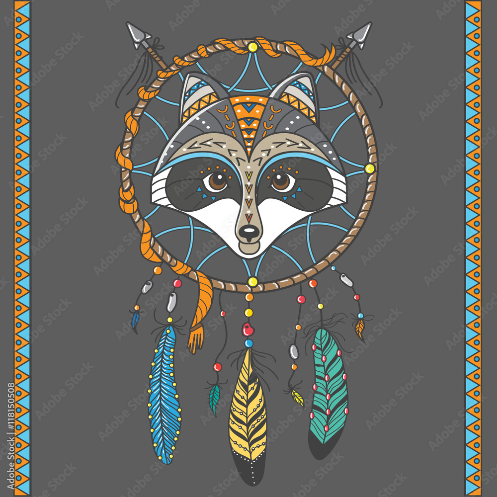 dream catcher with raccoon. boho style. totem animal Stock Vector | Adobe Stock dream catcher with raccoon. boho style. totem animal Stock Vector | Adobe Stock