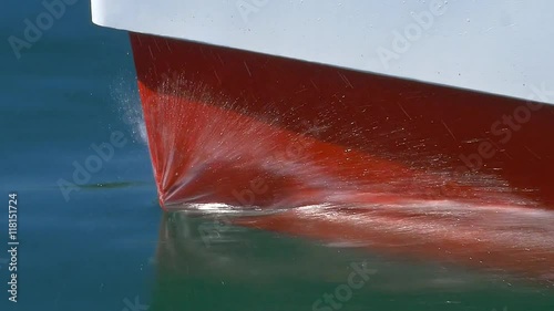 Bow wave forming in water in front of Excursion Boat Cirrius, Lake Lucerne in Switzerland, Europe photo