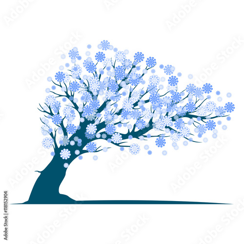Decorative blue tree silhouette