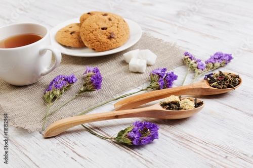 Herbal tea and cookies