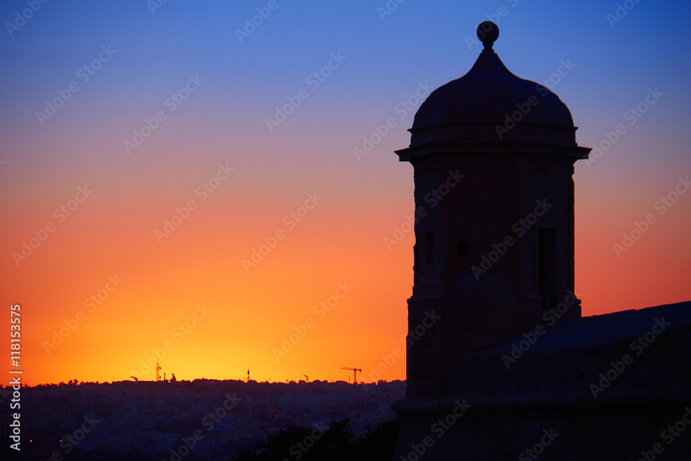 St Peter and Paul Guard tower against backlight of the sunset, V