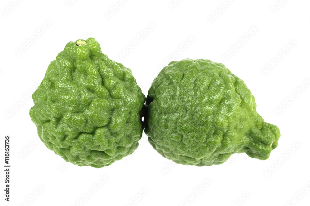 Fototapeta premium green kaffir lime isolated on white