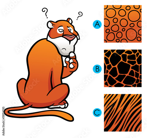 Fototapeta Naklejka Na Ścianę i Meble -  Vector Illustration of Education game make the choice skin matching - Tiger
