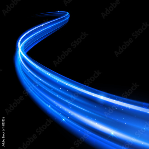 Vector neon blue glitter wave