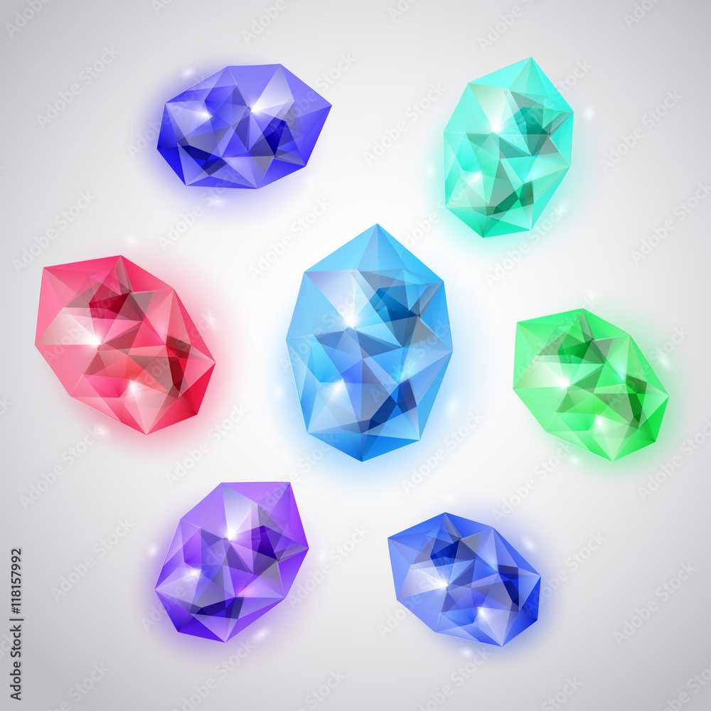 Set of colored crystals Set of colored crystals