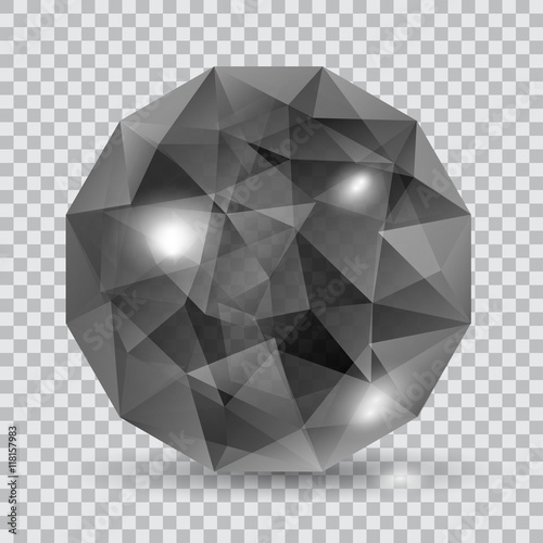 Black translucent crystal. Transparency only in vector file