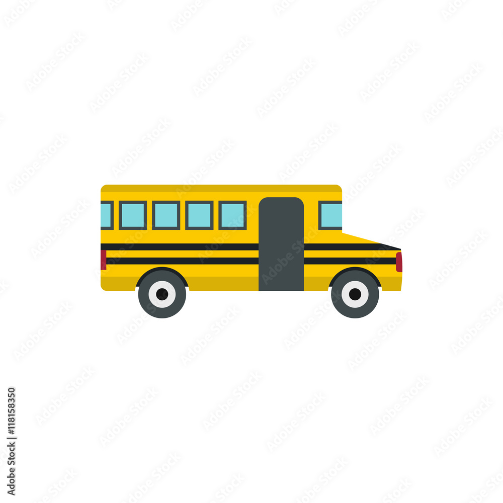 School bus icon in flat style isolated on white background. Transport symbol