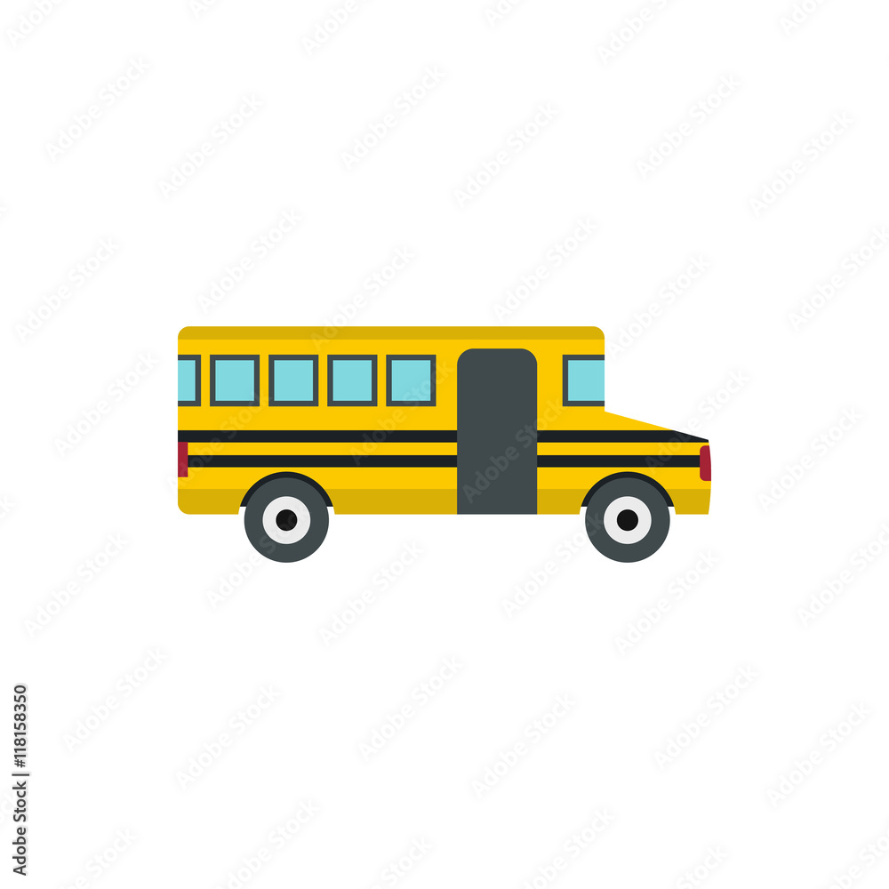 School bus icon in flat style isolated on white background. Transport symbol School bus icon in flat style isolated on white background. Transport symbol