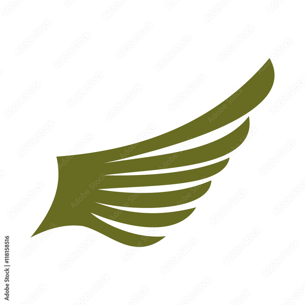 Green wing bird icon in flat style isolated on white background. Flying symbol Green wing bird icon in flat style isolated on white background. Flying symbol