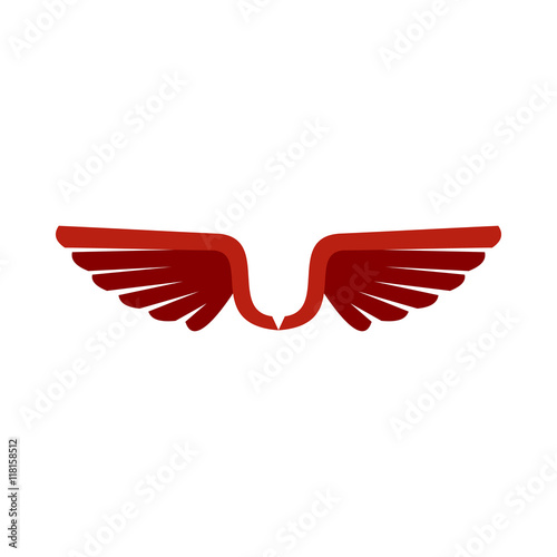 Two red wing birds icon in flat style isolated on white background. Flying symbol