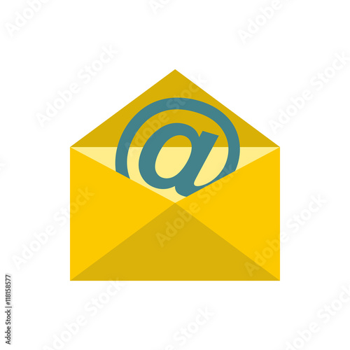 E-mail icon in flat style isolated on white background. Message symbol