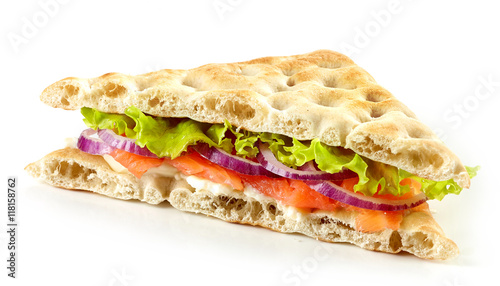 sandwich with smoked salmon and onions