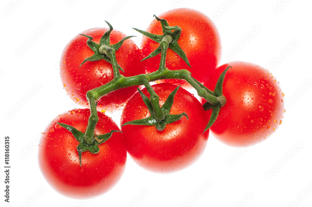 Cherry tomatoes isolated over white background