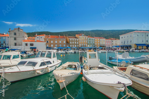     Fishing boats in marine in town of Cres  waterfront  Island of Cres  Kvarner  Croatia 