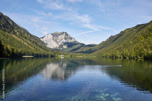 Lake and mountains at the Vorderer Langbathsee in Salzkammergut, © Vista Photo