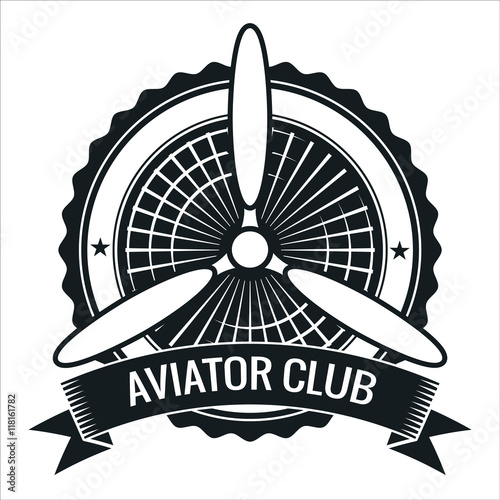 Airplane propeller emblem. Aviators club logo