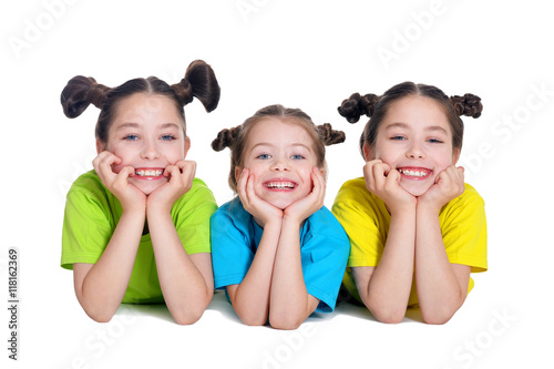 portrait of cute little girls posing