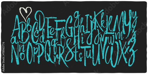 Hand drawn vector alphabet. Letters made with a dry calligraphic brush.