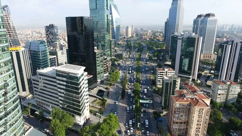 aerial shot of city traffic 4K
