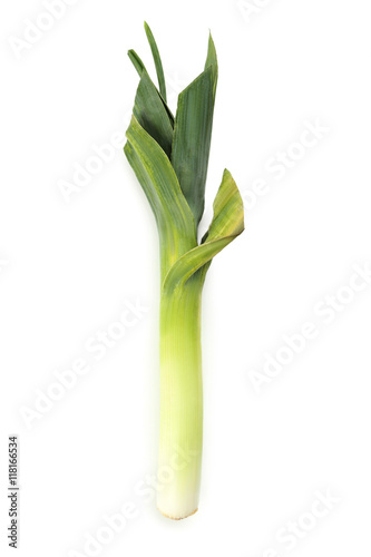 Green leeks isolated on a white background