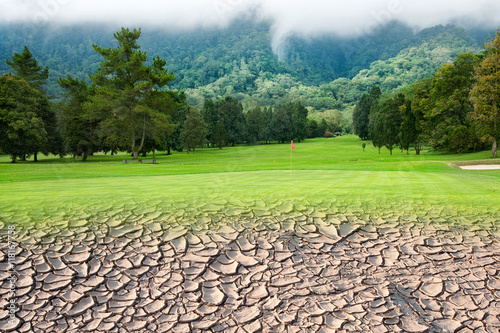 Golf course and dry land