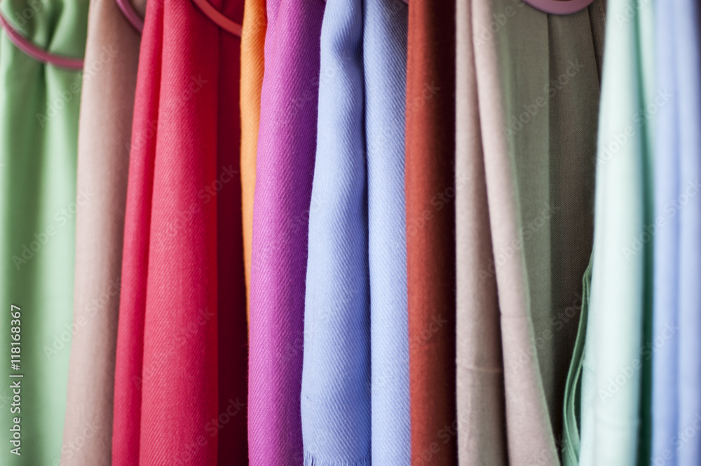 colored Turkish shawls and scarves