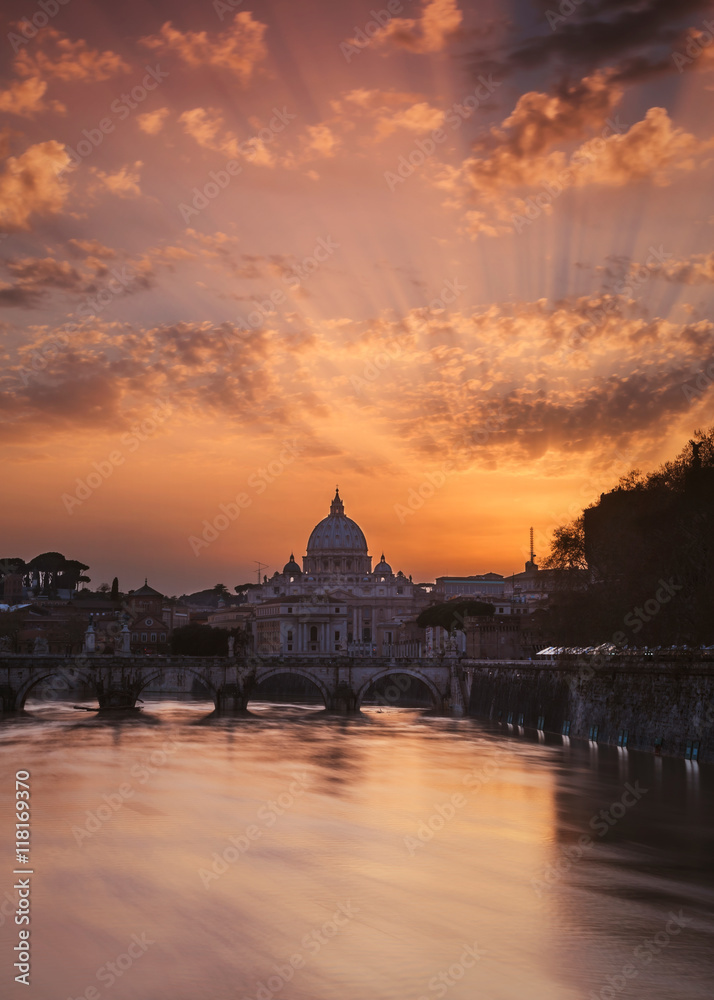 Sunset at the Vatican in Italy