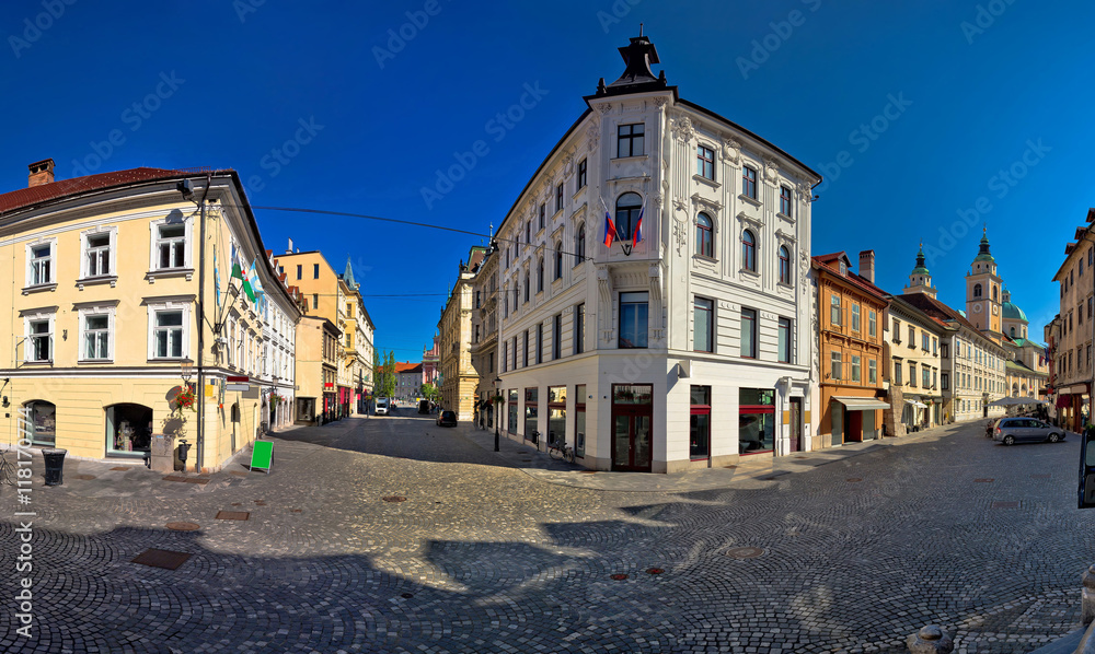 Ljubljana city center cobbled square