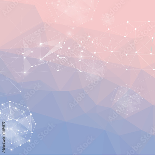 Abstract polygonal background. Low poly design connecting dots a