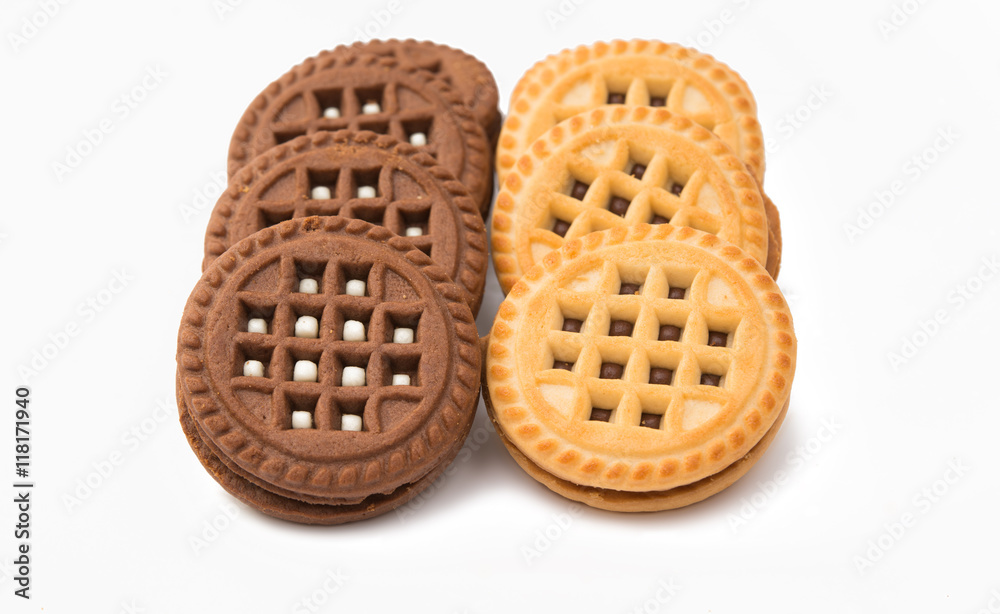 Sandwich biscuits, filled with chocolate Sandwich biscuits, filled with chocolate
