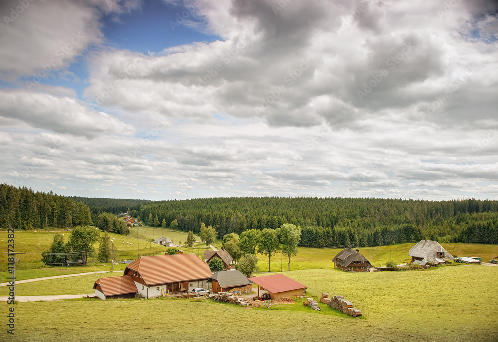 Houses and fields of the German Farmers.Black Forest. Germany. Houses and fields of the German Farmers.Black Forest. Germany.