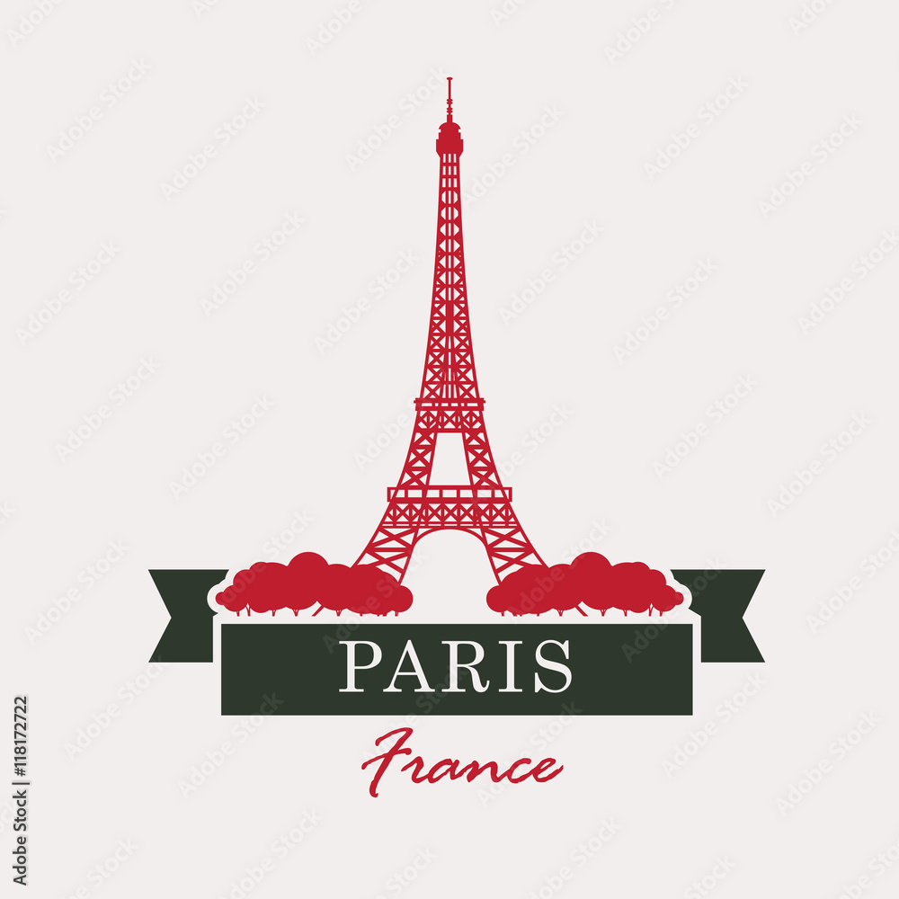 banner with Paris and Eiffel Tower in France