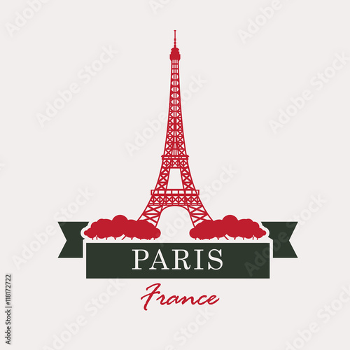 banner with Paris and Eiffel Tower in France