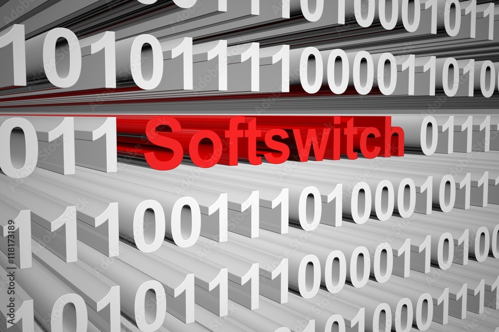 Softswitch in the form of binary code, 3D illustration