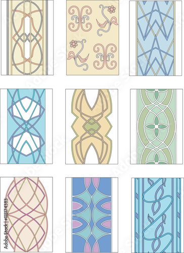 Set of ornamental patterns in mannerism style