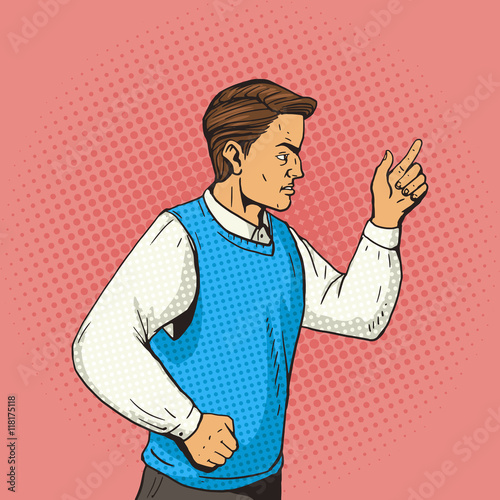 Man gesturing and argues pop art vector