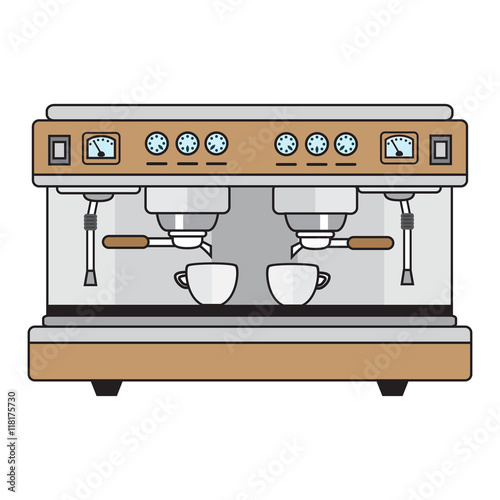 professional coffee machine metallic colors in a flat style