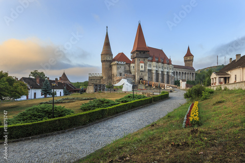Morning view on Corvin castle